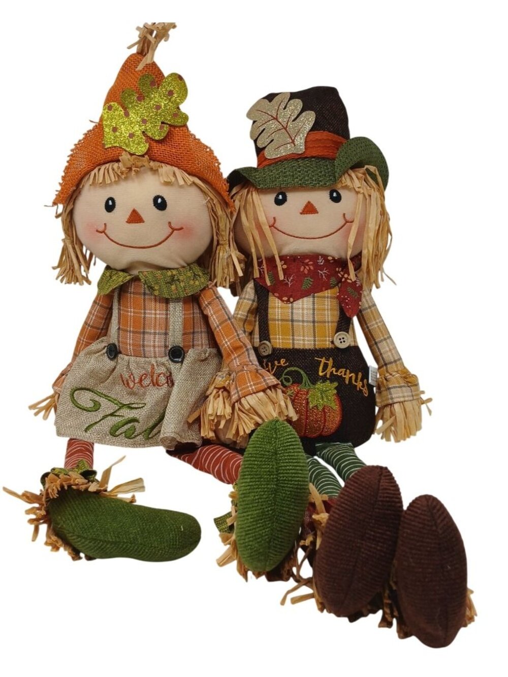 2 Fall Hobby Lobby Give Thanks Shelf Sitter Scarecrow Plush Decorations #S-1